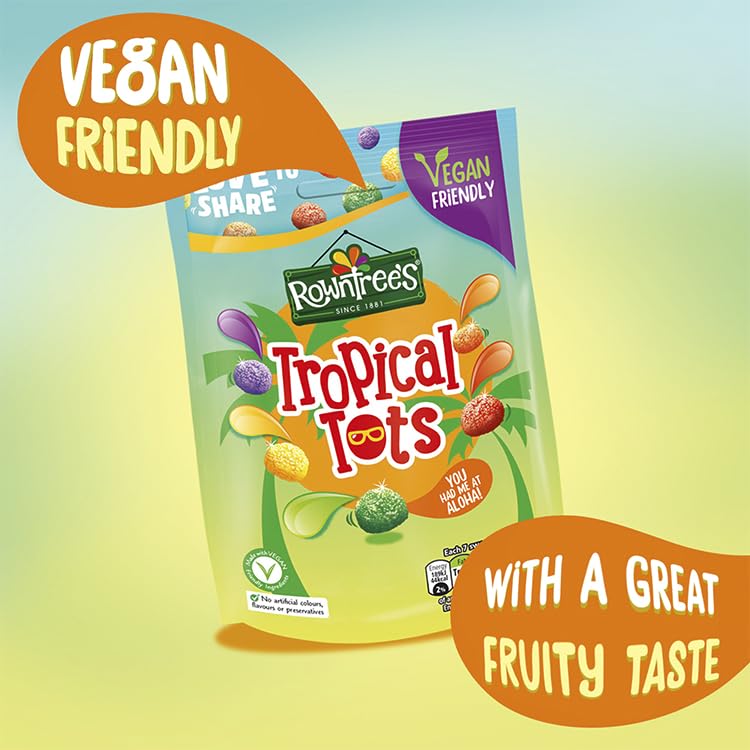 Rowntree's Tropical Tots Vegan Friendly Sweets Sharing Bag 140g