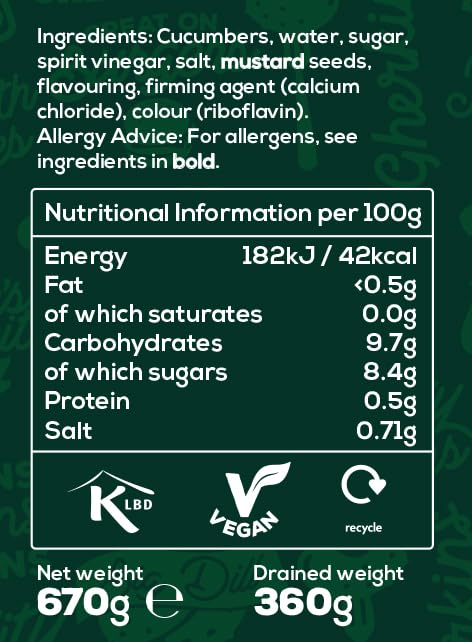 Mrs Elswood Burger Gherkins - Pickled Cucumbers in Sweet & Tangy Brine, 670g Jar 5