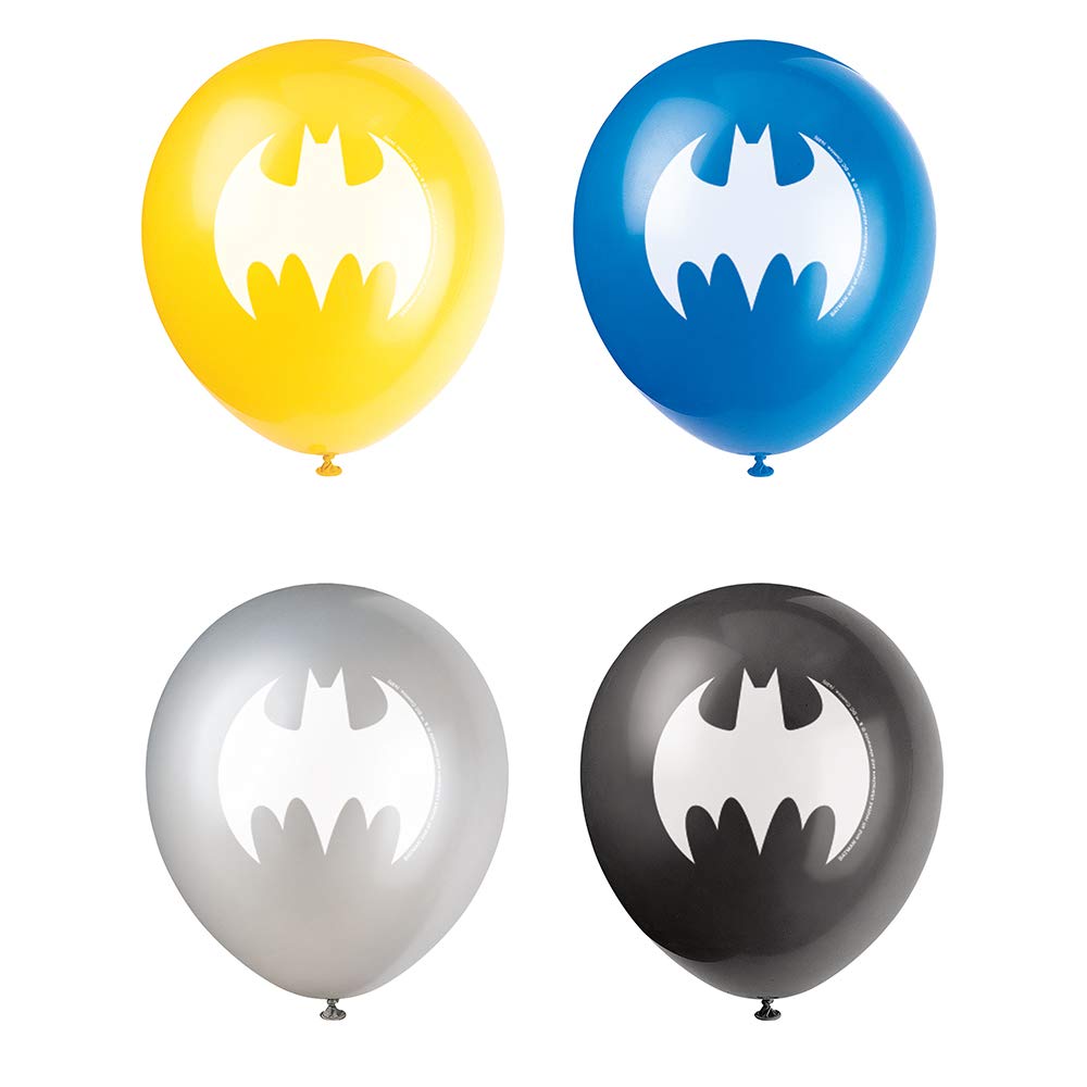 Batman Latex Balloons (30cm) - Pack of 8, Black and Yellow Party Decorations