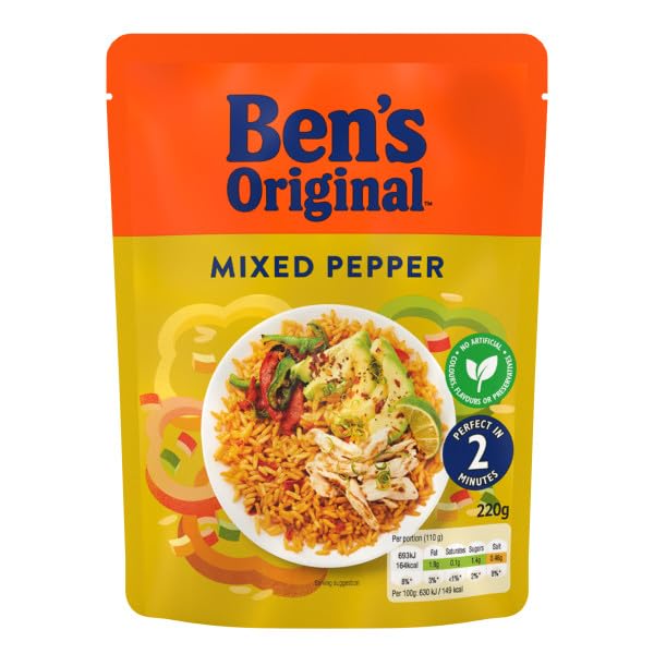 Ben's Original Mixed Pepper Microwave Rice, 6 x 220g Pouches 8