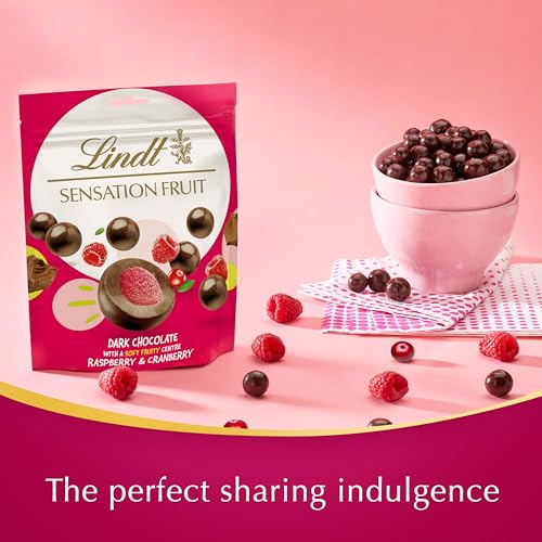 Lindt Fruit Sensation Himbeere und Cranberry Zartbitterschokolade Beutel 150g 4