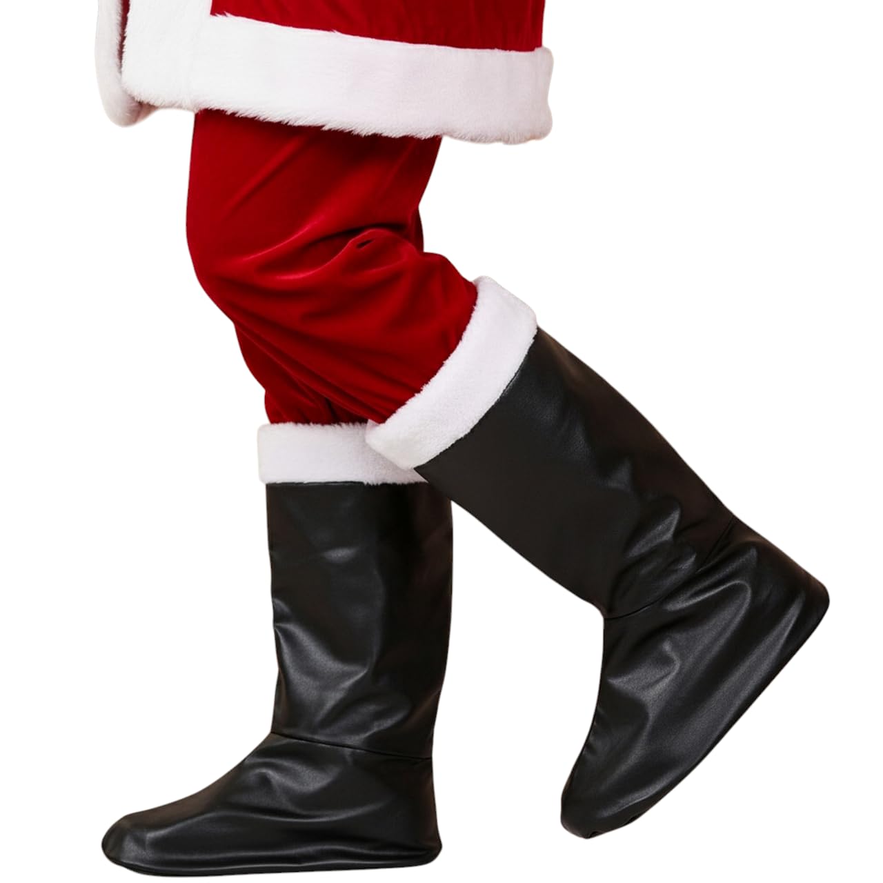SHATCHI Santa Christmas Fancy Dress Boot Covers with Fur Trim 7