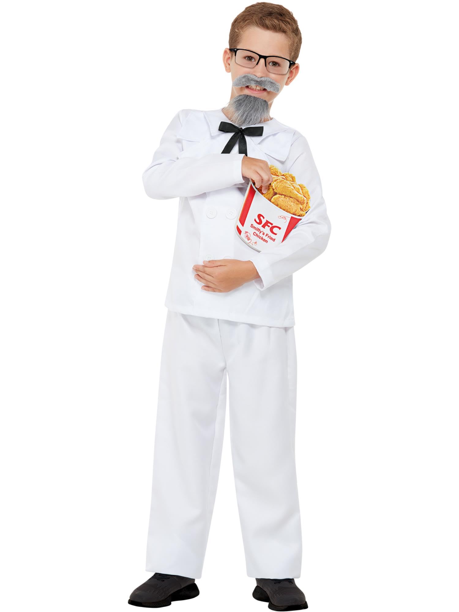Smiffys Captain Cluck Costume - Top, Trousers, Beard, Glasses & EVA Bucket for Boys