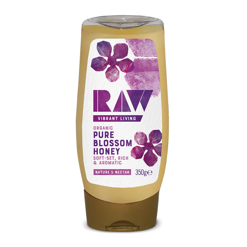 Raw Vibrant Living Organic Pure Blossom Honey - Soft-Set, Cold Pressed, 350g