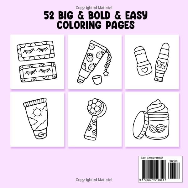 Glow Cosmetics - Coloring Book for Adults and Kids, Bold and Easy, Simple and Fun Designs (8.5 x 8.5 Inches)