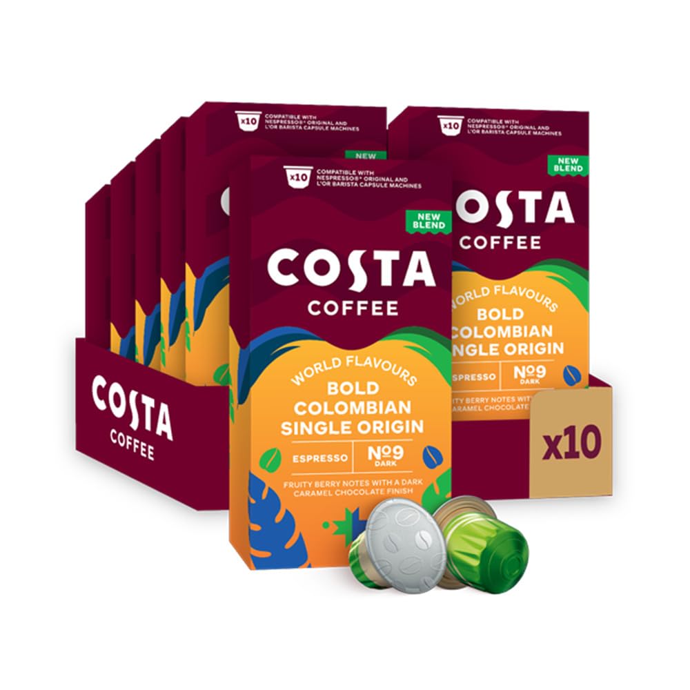 L"OR - Costa Bold Colombian Single Origin Aluminium Coffee Pods (Pack of 10)