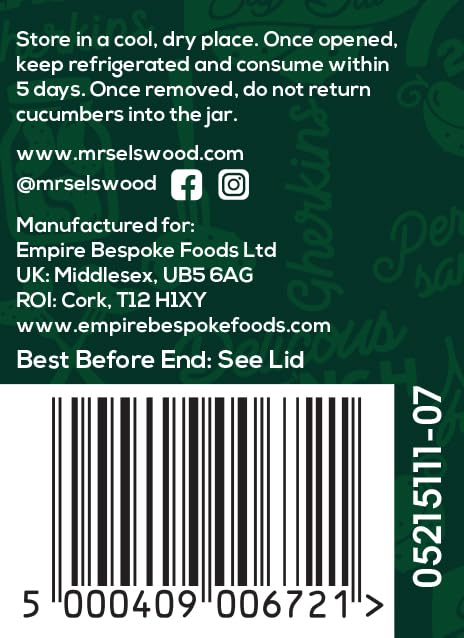 Mrs Elswood Burger Gherkins - Pickled Cucumbers in Sweet & Tangy Brine, 670g Jar 6