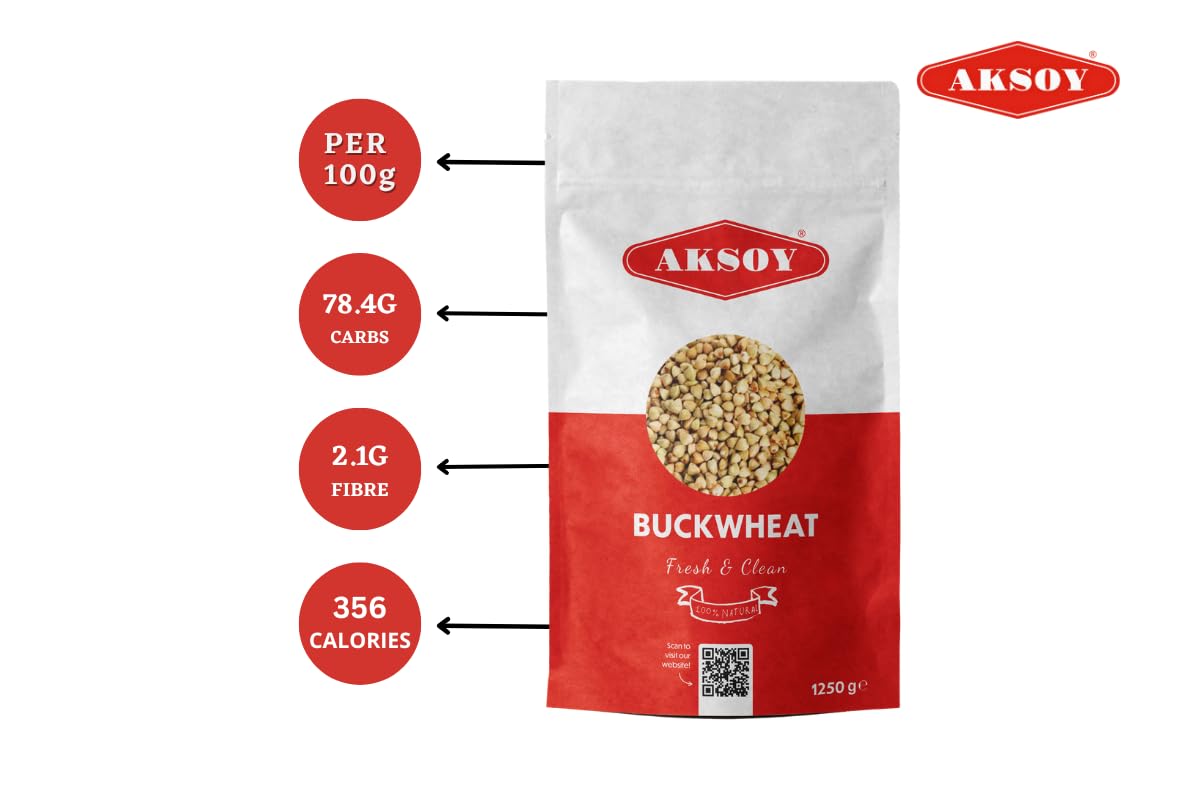 AKSOY Hulled Buckwheat Groats - 1.25kg Raw Vegan Non-GMO Whole Grain Rich in Protein 9