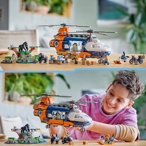 LEGO City Jungle Explorer Helicopter at Base Camp - Building Toy Playset for Kids 8+ 16