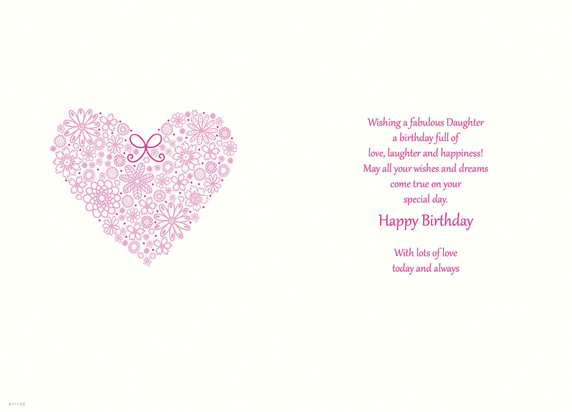 Piccadilly Greetings Daughter Birthday Card | 9 x 6 Inches | Foil Heart Detail