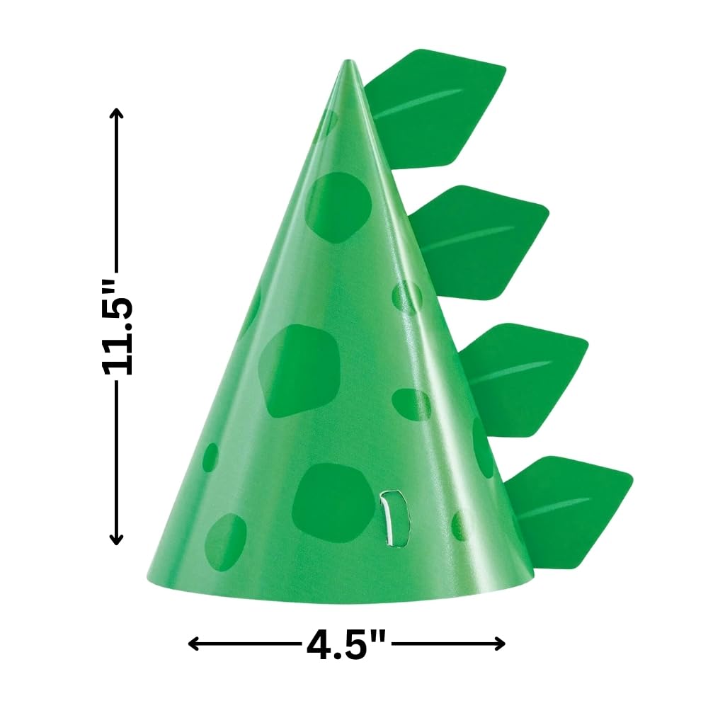 Unique Dino-Riffic Party Hats - Blue & Green Dinosaur Theme | 8 Count | Paper