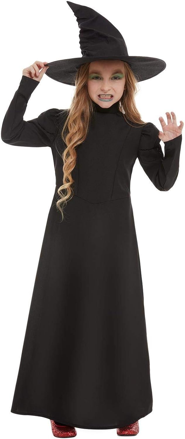 Smiffys Wicked Witch Girl Costume - Black Dress & Hat