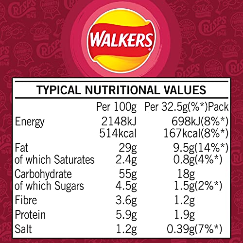 Walkers Smoky Bacon Crisps 32.5g (Case of 32) 8