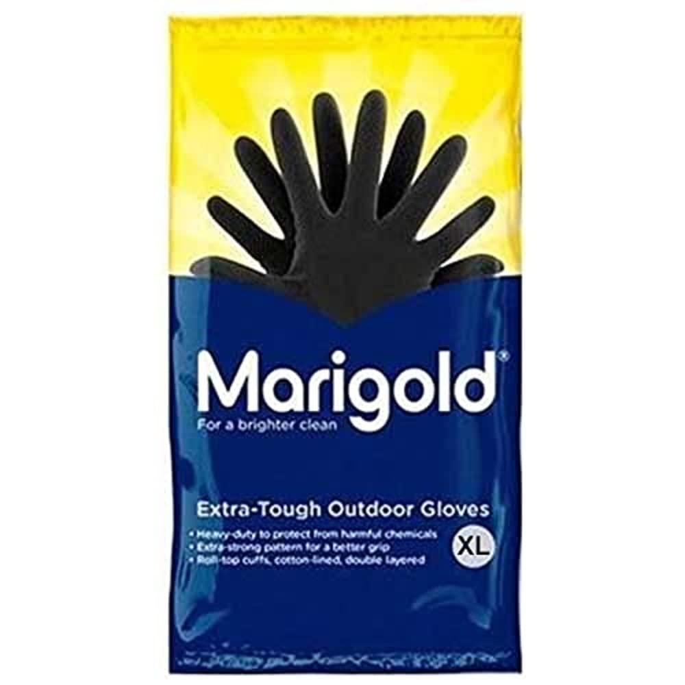 Marigold - Extra Tough Outdoor Rubber Gloves, Black, XL, Pack of 6