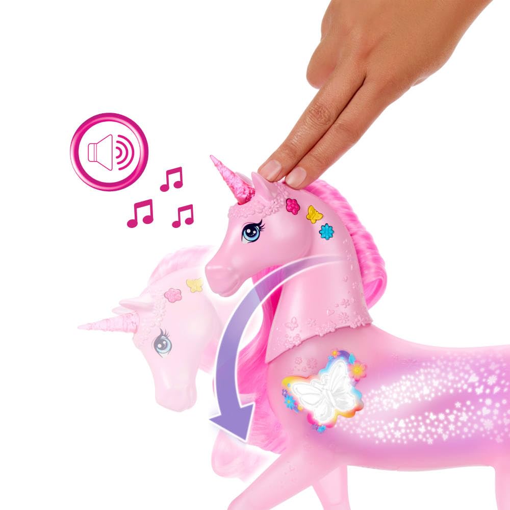 Barbie Sparkle Lights Spielzeug-Einhorn – Interaktives Licht- und Soundspiel für Kinder ab 3 Jahren 6
