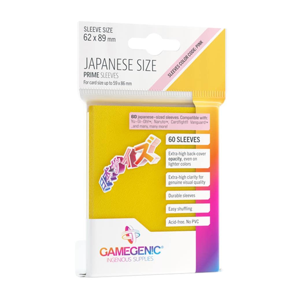 Gamegenic Prime Japanese Sized Sleeves - Yellow | 60 Count | 100 Micron Thickness