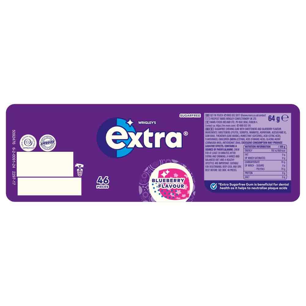 Extra - Blueberry Sugarfree Chewing Gum Bottle (46 Pieces) 4