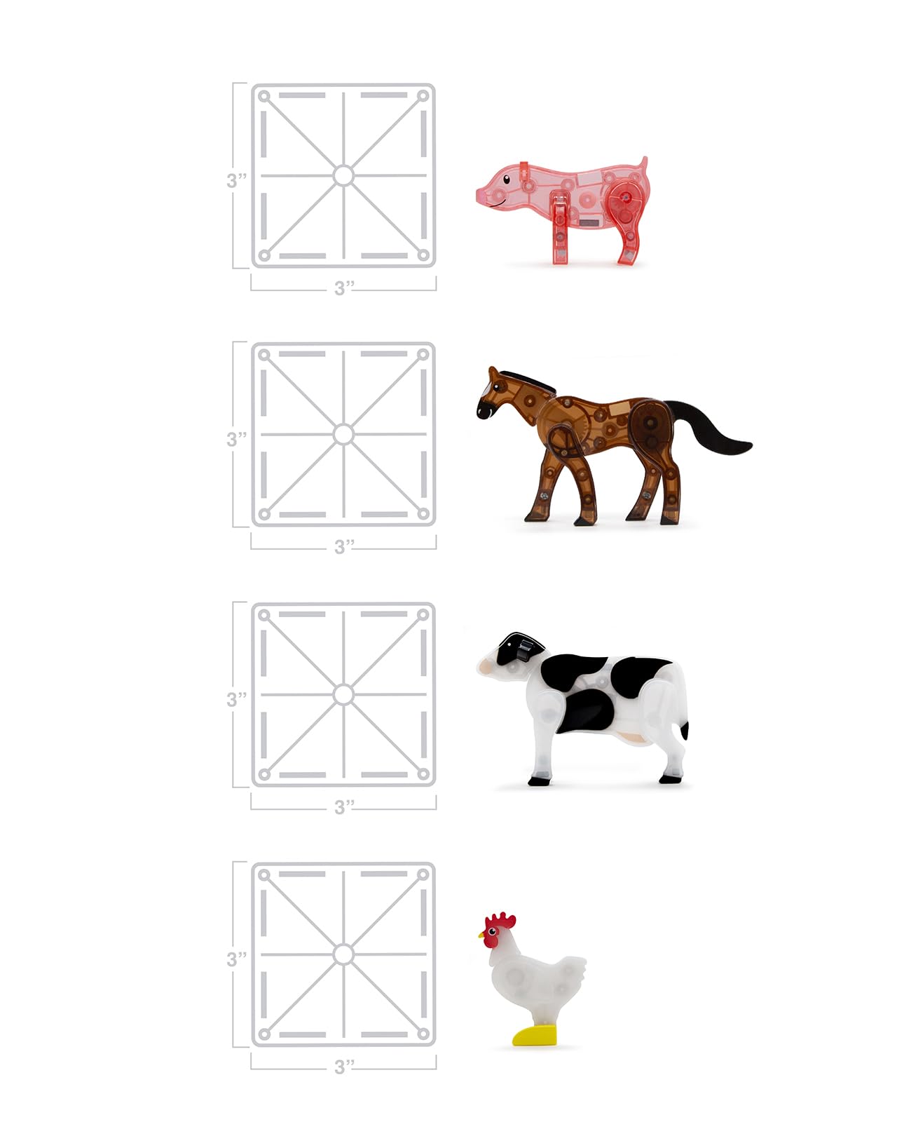 MAGNA-TILES Farm Animals 25-Piece Magnetic Construction Set - Ages 3+