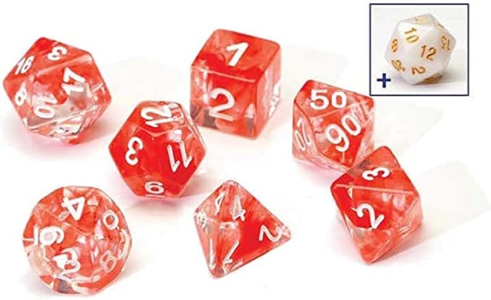Sirius Dice Red Cloud Transparent Polyhedral Set 3