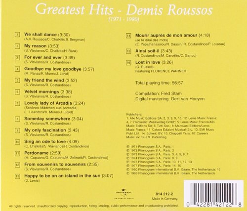 Demis Roussos - Greatest Hits [1971 - 1980] [audioCD] 2