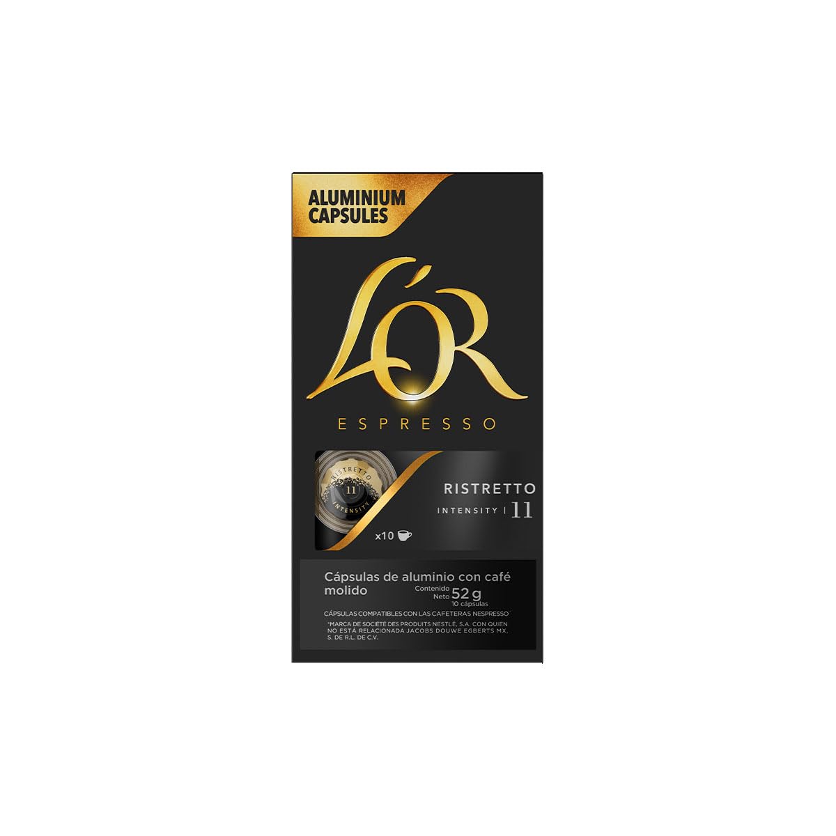 L'OR Espresso Ristretto Intensity 11 Nespresso Compatible Coffee Capsules - Pack of 10