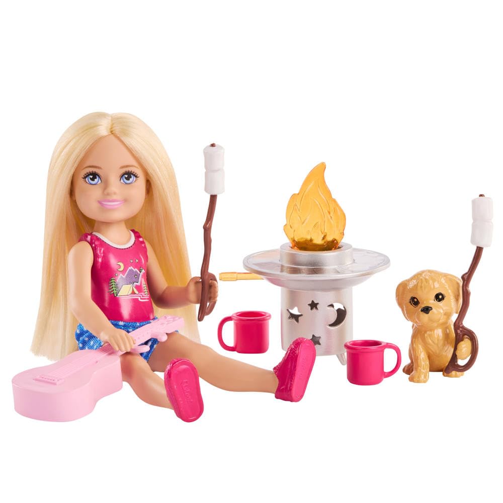 Barbie Chelsea Outdoor Adventures Playset - Camping Fun with Doll, Puppy & Accessories