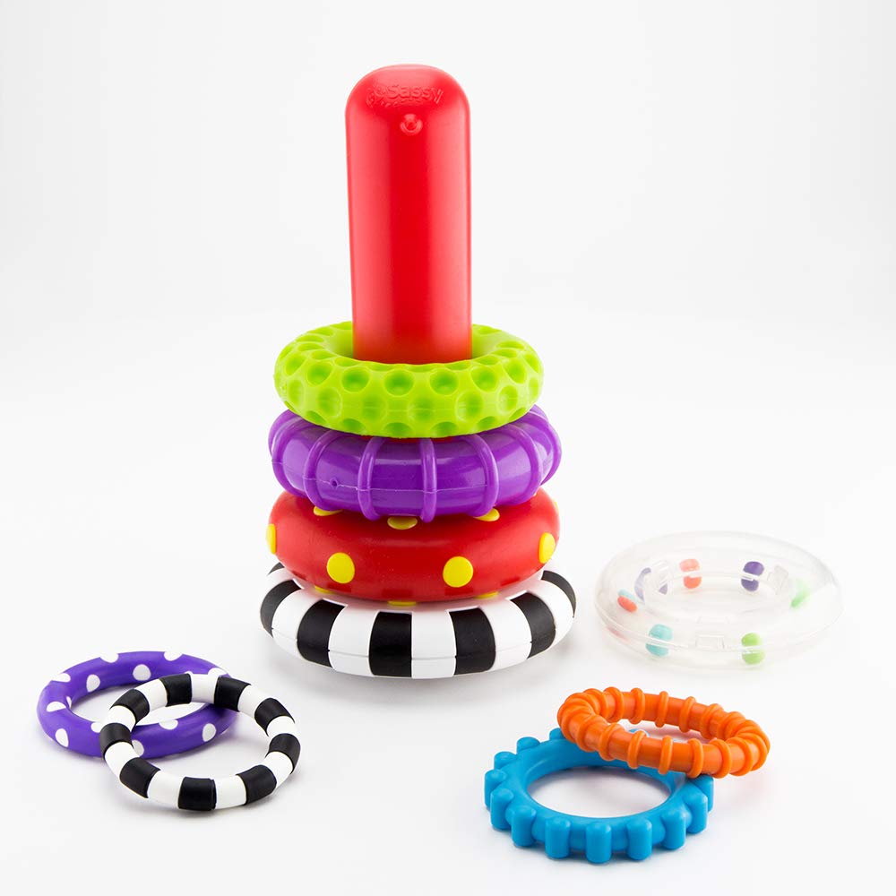 Sassy Stacks of Circles Stacking Toy - 9 Pieces for Ages 6m+ | Fine Motor Skill Development 4