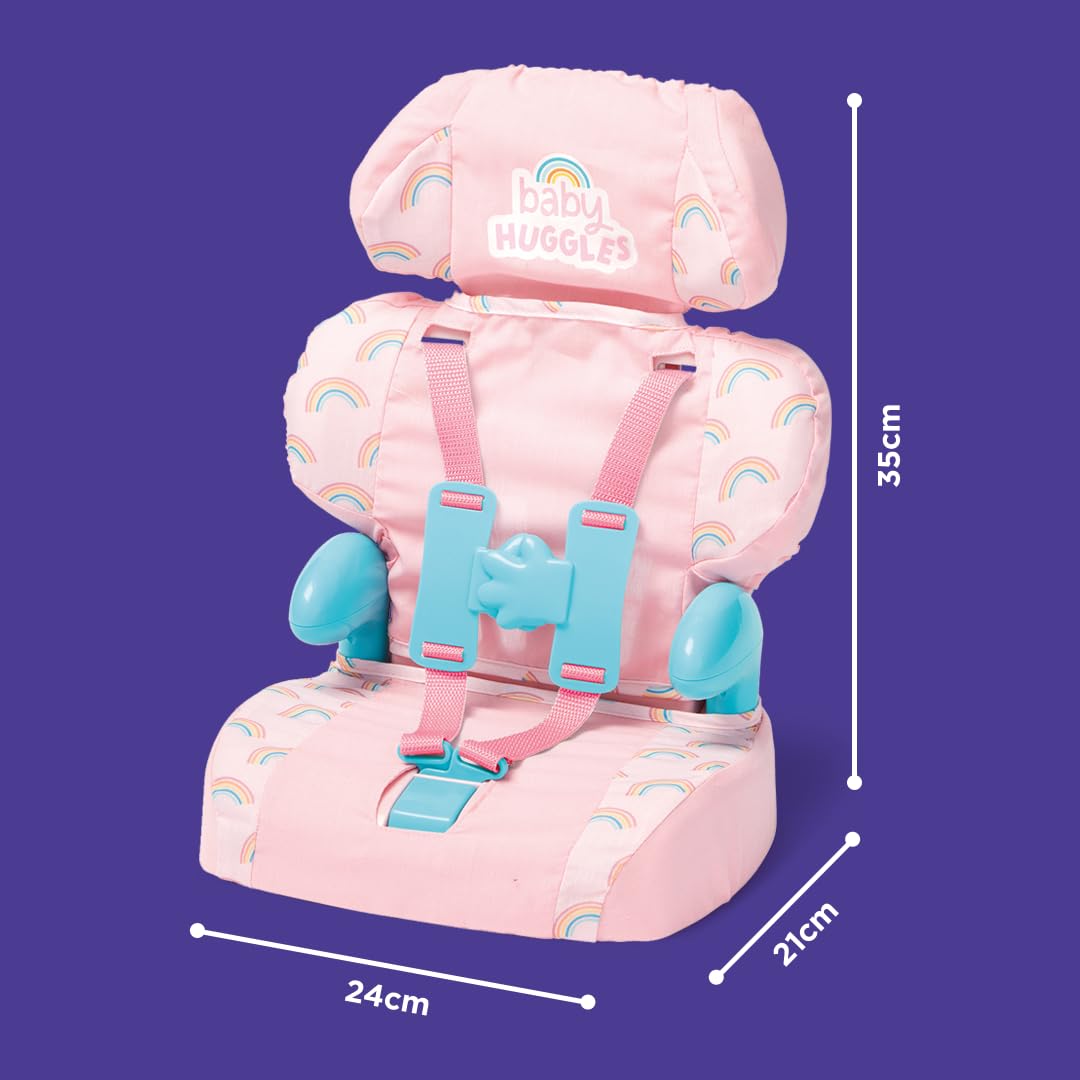 Casdon Baby Huggles Car Booster Seat - Pink Doll Playset for Ages 3+