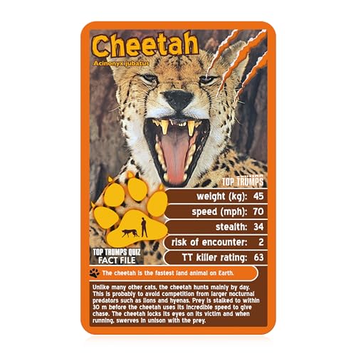 Top Trumps Deadliest Predators Card Game - Educational Wildlife Battle Game with Great White Shark, Komodo Dragon & King Cobra