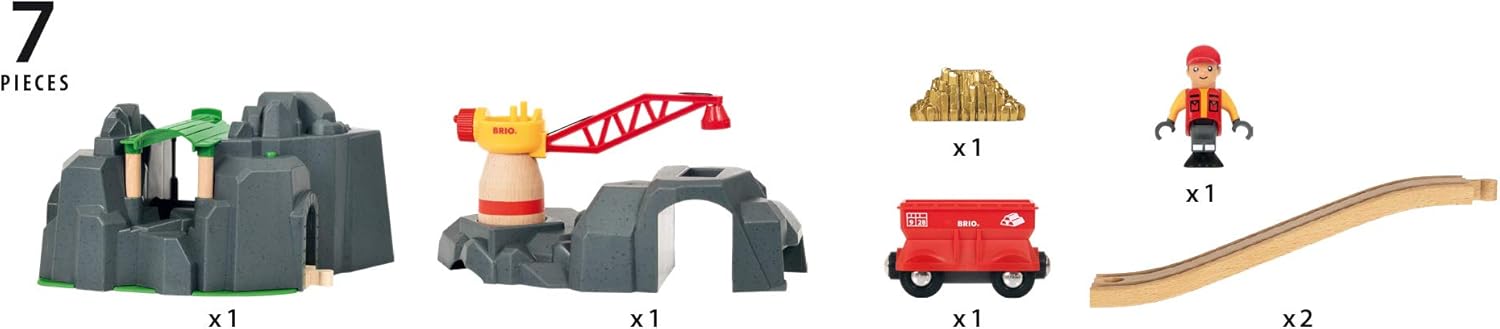 BRIO Crane and Mountain Tunnel Train Set with Sound Features for Kids 6