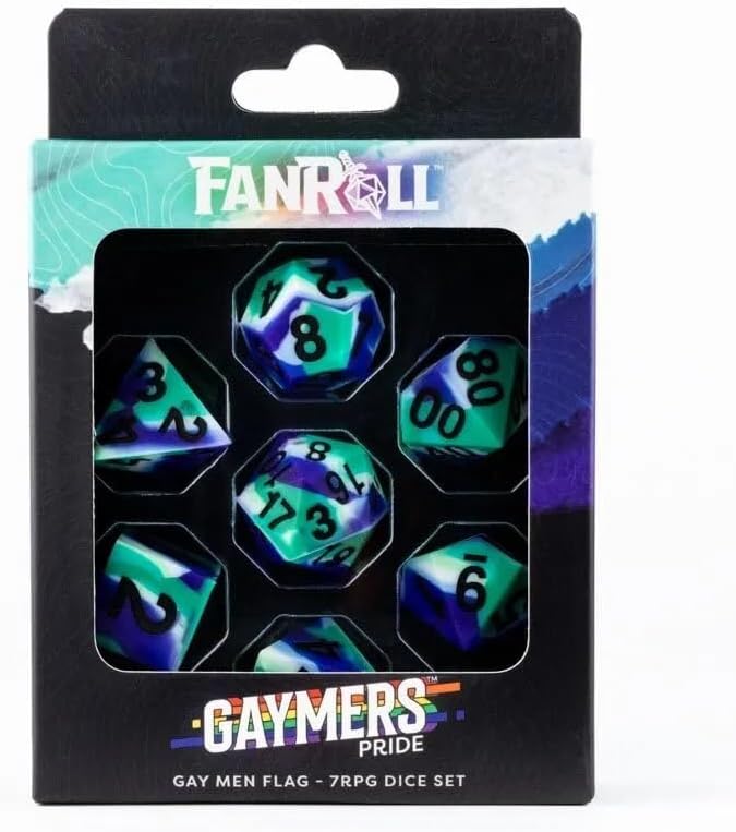 Metallic Dice Games FanRoll 16mm Pride Sharp Edge Silicone Rubber Polyhedral Dice Set