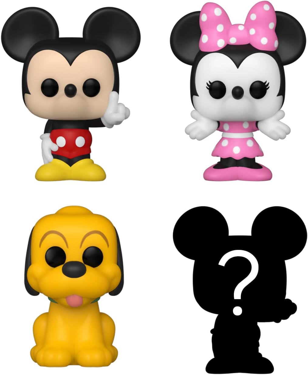 Funko Bitty POP! Disney - Mickey Mouse, Minnie Mouse (Pink Dress), Pluto & Mystery Figure Vinyl Set 7
