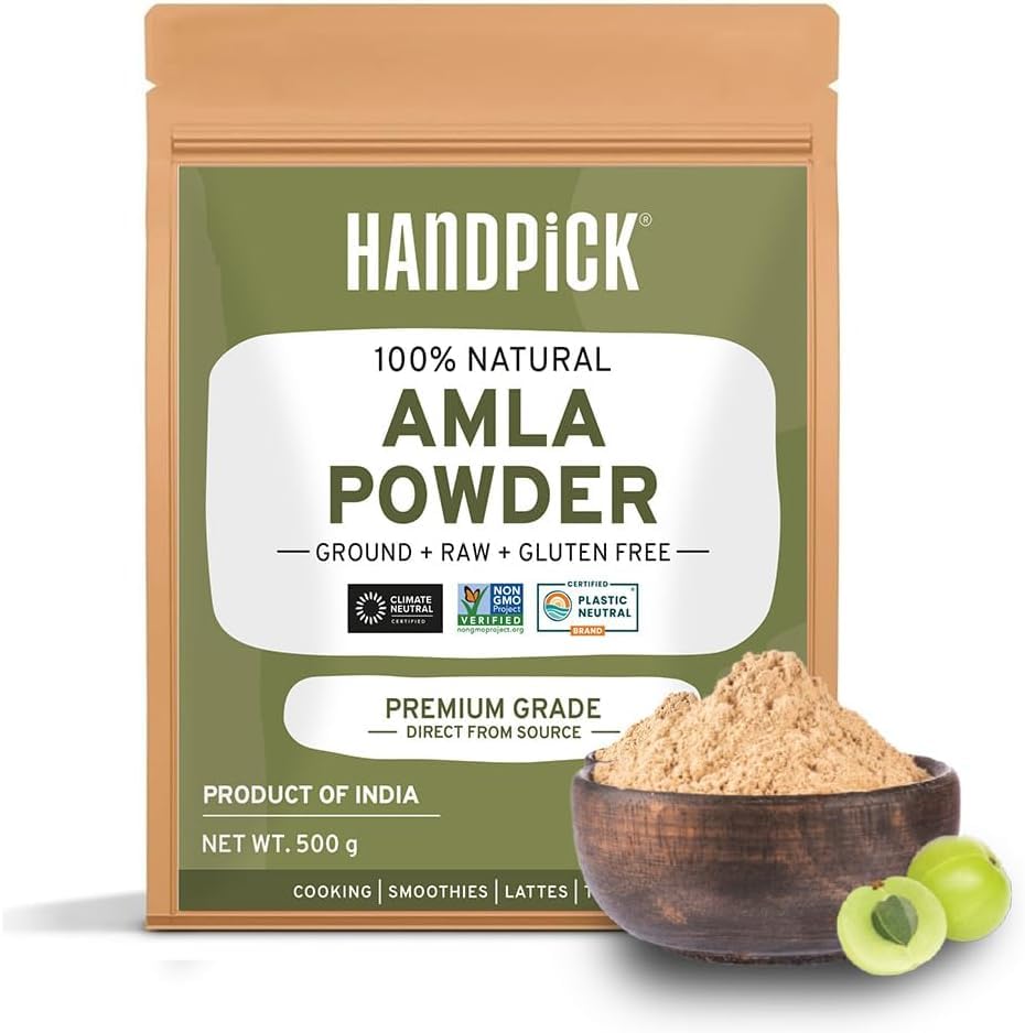 HANDPICK Amla Powder (500g) - Raw Indian Gooseberry Powder from Maharashtra | Non-GMO, Resealable Pouch