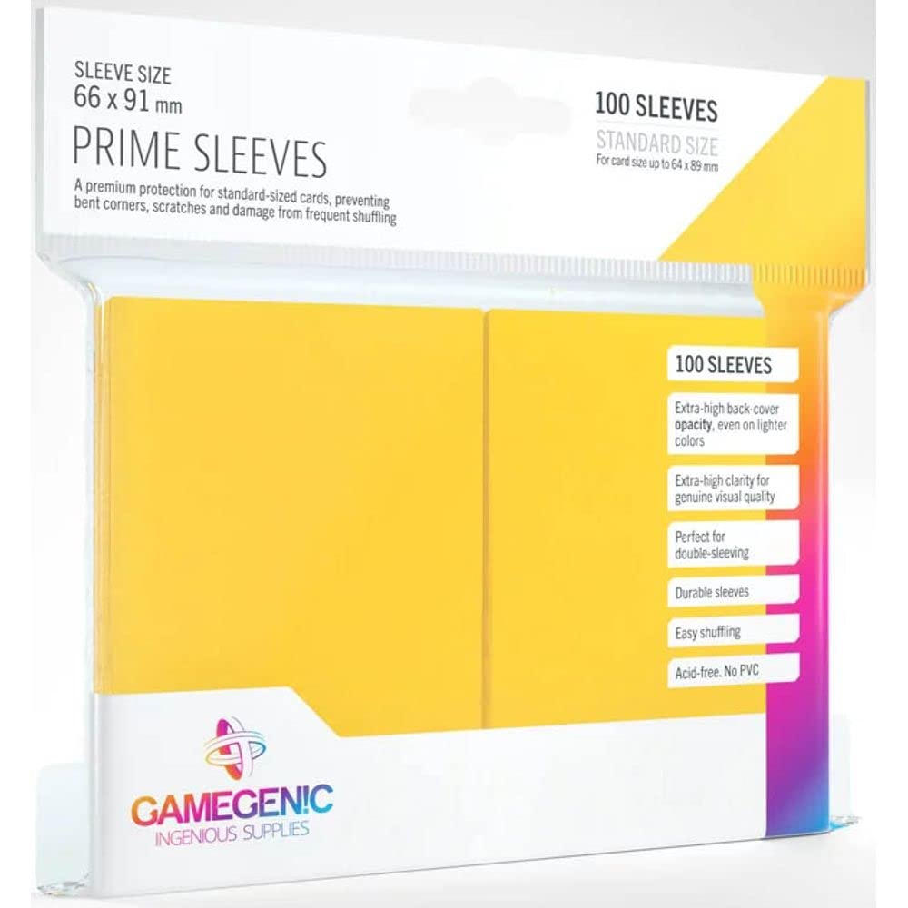 Gamegenic Prime Sleeves (100-Pack) 66 x 91mm Matte Yellow for TCG, MTG, Pokémon, Yu-Gi-Oh!