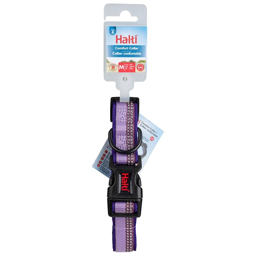 Halti Comfort Collar - Purple, Small Size, Neoprene-Padded Nylon, Reflective Strip