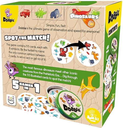 Asmodee Dobble Dinosaurs Card Game for Kids 4+ | 2-8 Players | 15-Minute Family Fun