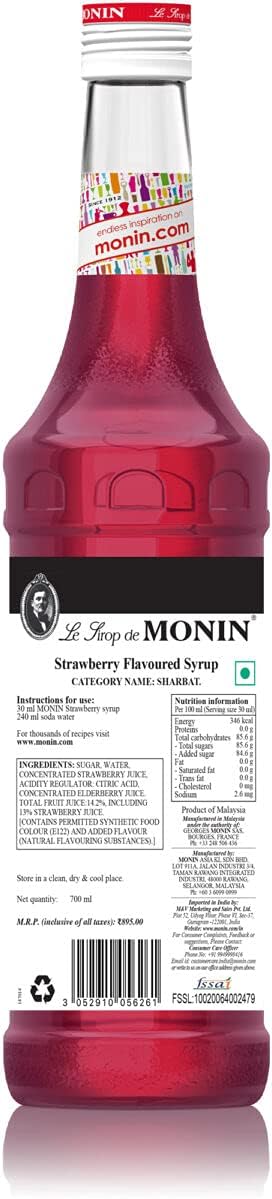 Monin Strawberry Syrup 700 ml - Premium Fruit Syrup for Beverages 4