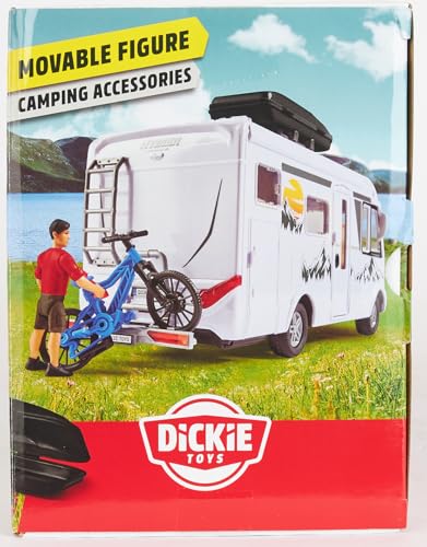 Dickie Toys 203837021 Caravan Playset - 30 cm Folding Camping Trolley with Lights & Accessories (White) 12