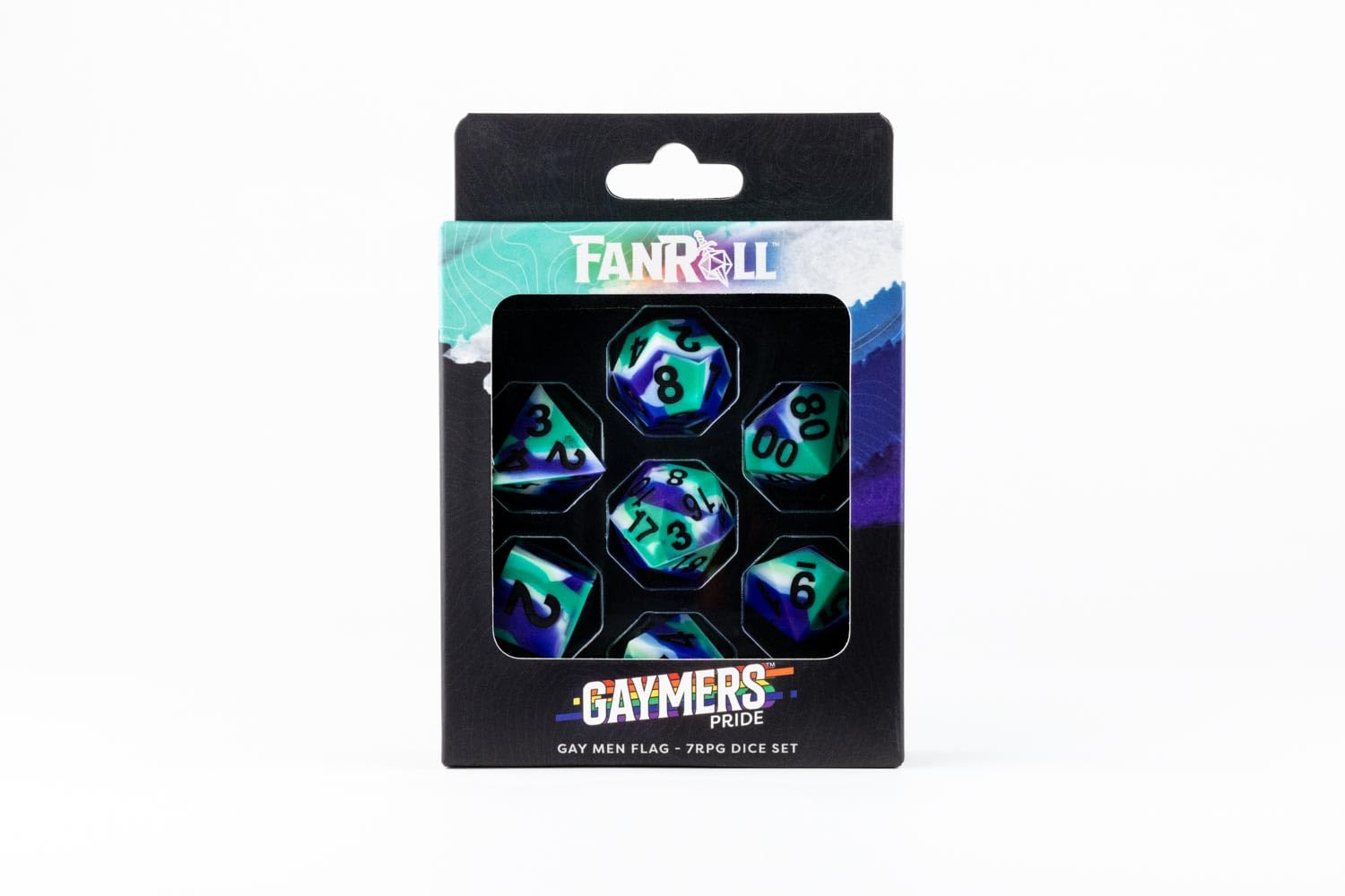 Metallic Dice Games FanRoll 16mm Pride Sharp Edge Silicone Rubber Polyhedral Dice Set 7