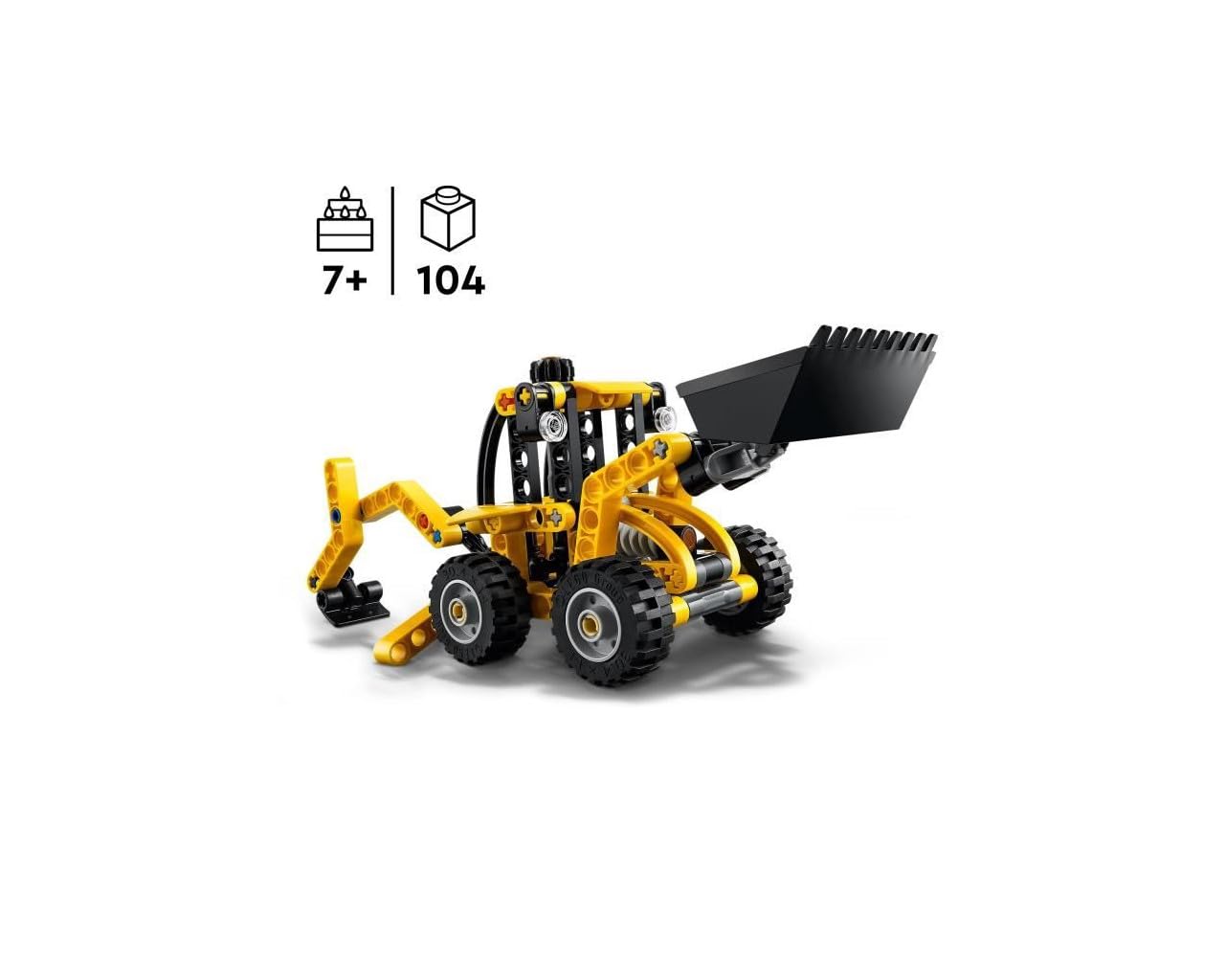 LEGO Technic Backhoe Loader Construction Vehicle Toy - 104-Piece Set for 7+ Year Olds