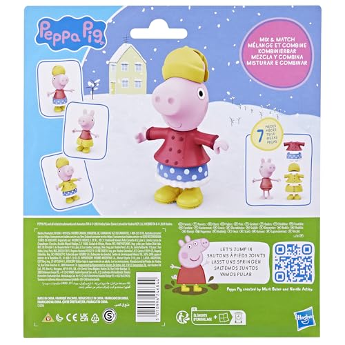 Peppa Pig Dress-Up Figure - 15 cm Doll with 6 Rain & Snow Accessories for Imaginative Play 11