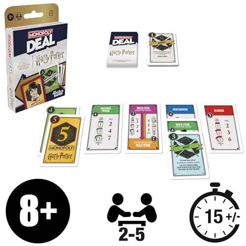 Monopoly Monopoly Deal: Harry Potter Card Game - Fast Family Party Game with Spells & Magical Items, 2–5 Players