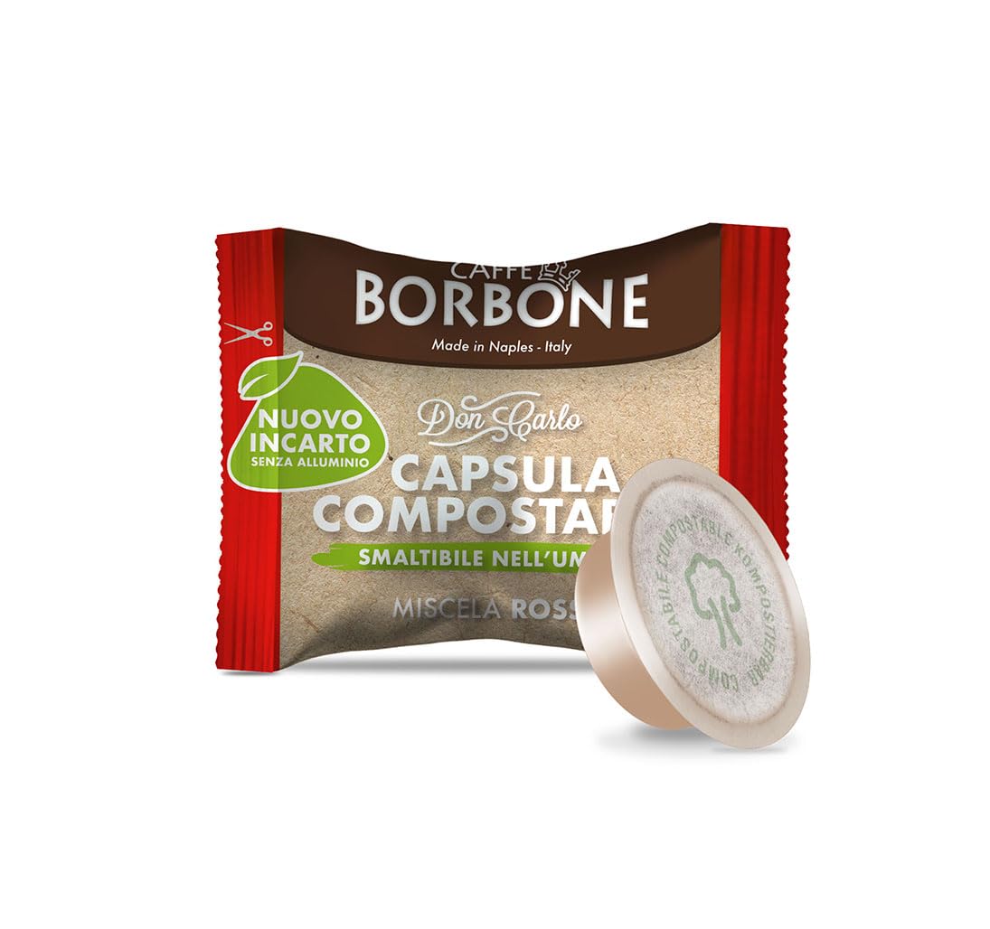 Caffè Borbone Don Carlo Red Kaffeemischung – 50 kompostierbare Kapseln für Lavazza A Modo Mio Maschinen