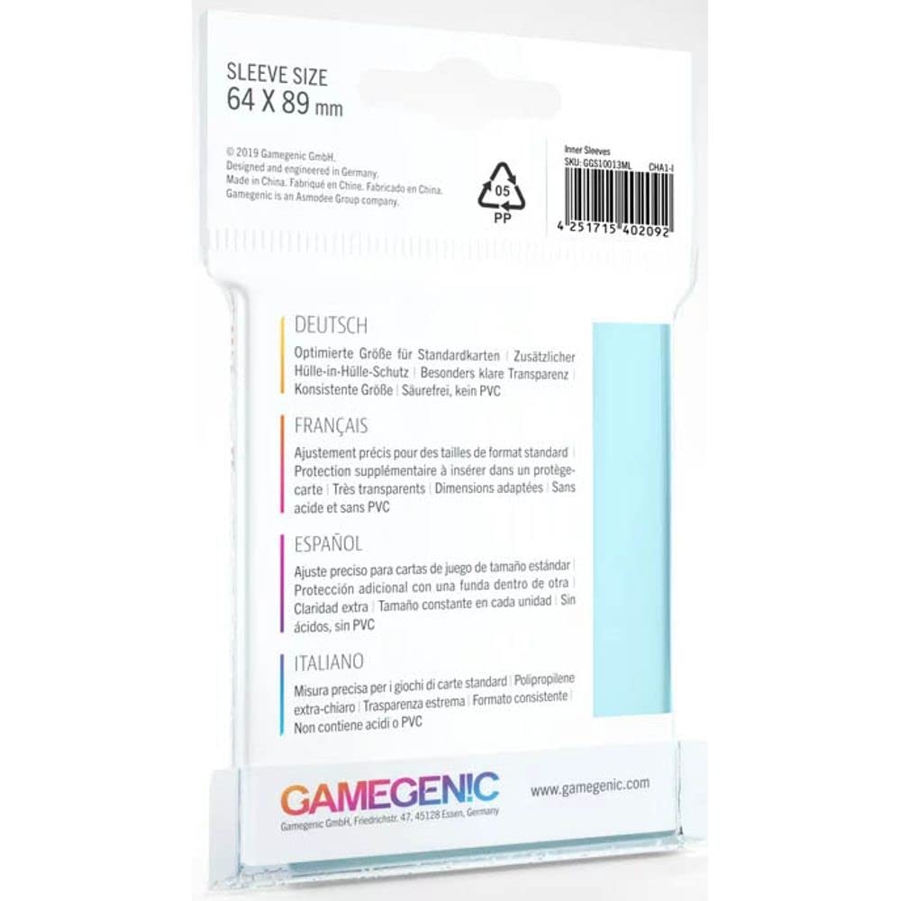 Gamegenic Inner Sleeves - 100 Pack Clear PVC Sleeves for Trading Cards GG1013 3