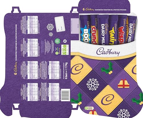 Cadbury Festive Stocking Chocolate Selection Box - 6 Assorted Dairy Milk Bars, Christmas Gift 6