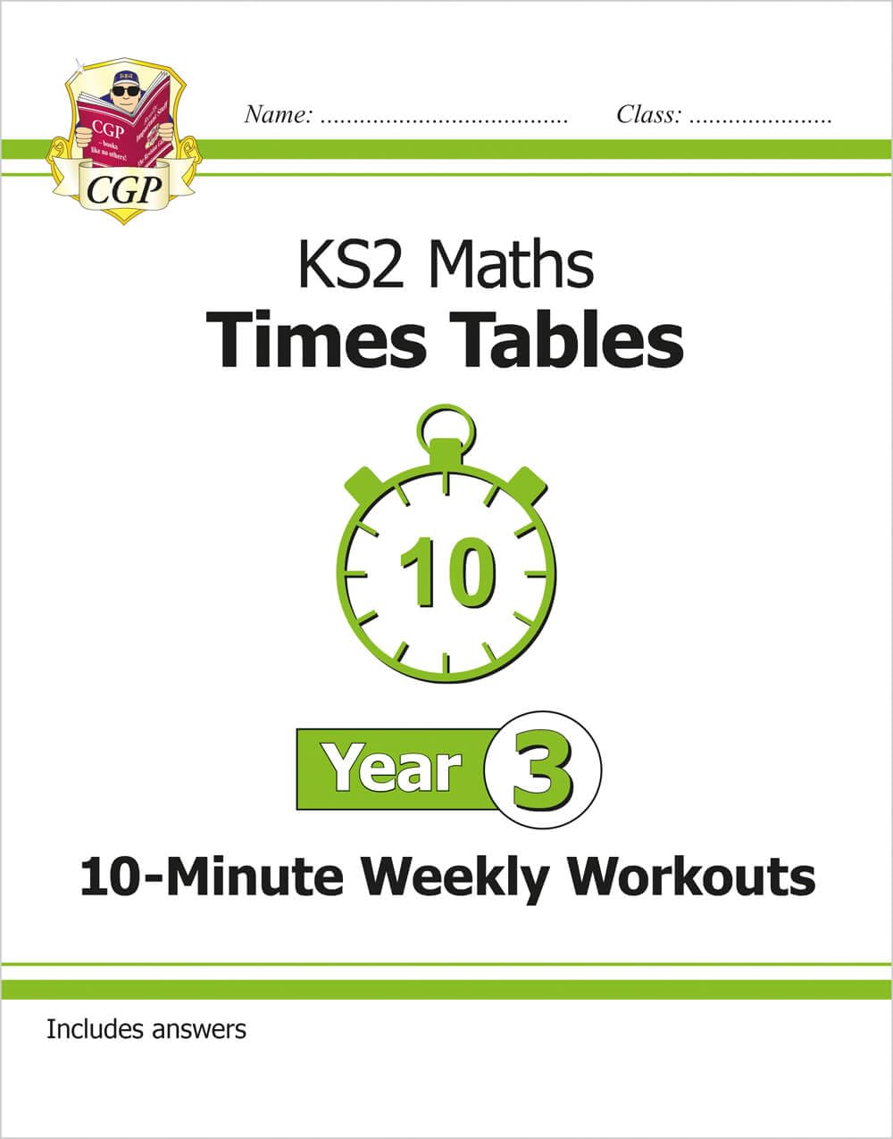 CGP KS2 Maths: Times Tables 10-Minute Weekly Workouts - Year 3 Study Aid | Ages 7-8 | 88 Pages