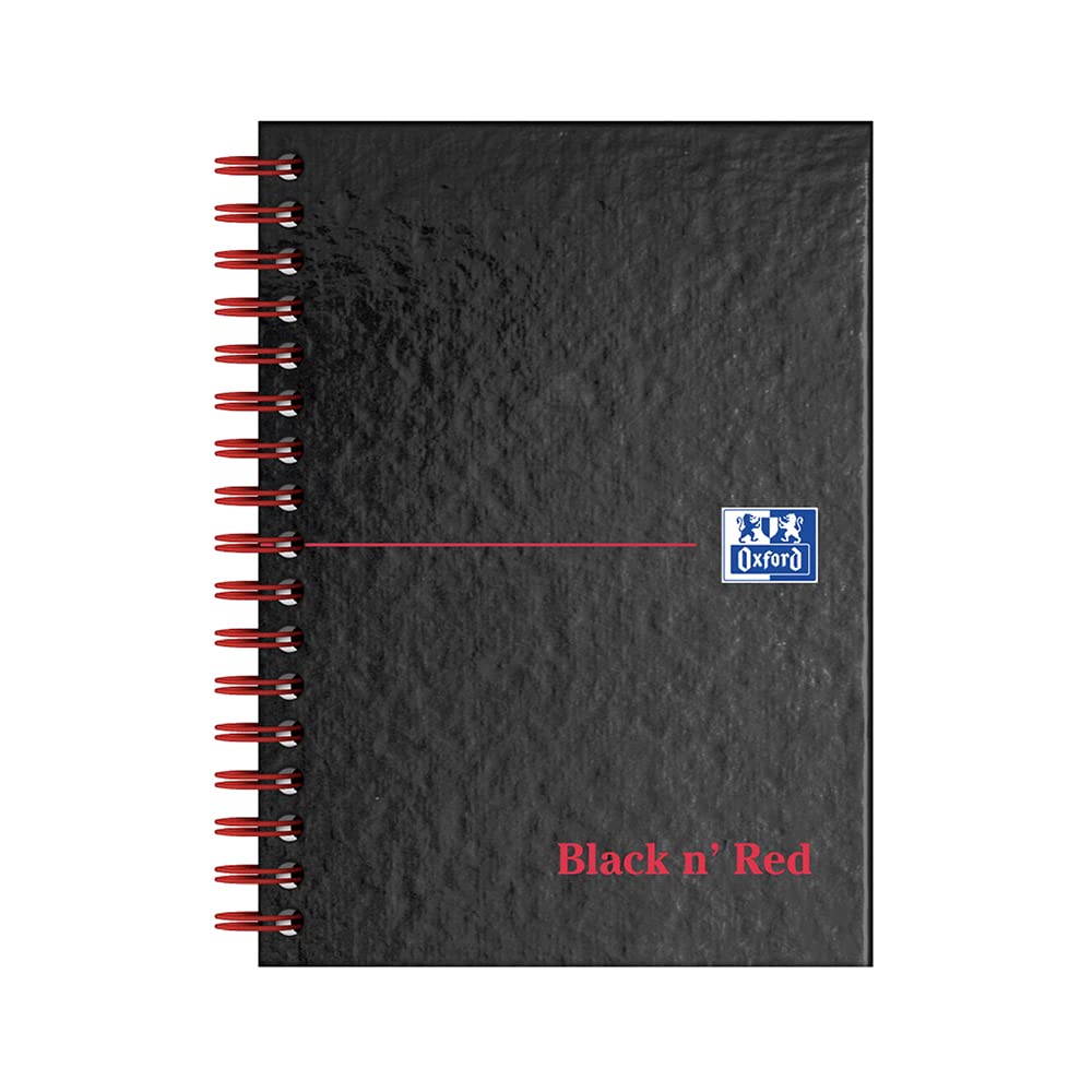 Black n' Red A6 Wirebound Hardback Notebook - 140 Pages Ruled with Header/Footer | Twin Wire 1
