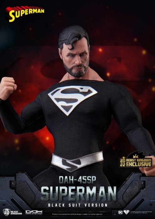 Beast Kingdom Superman Black Suit 1:9 Scale Action Figure - DC Comics Collectible for Ages 15+