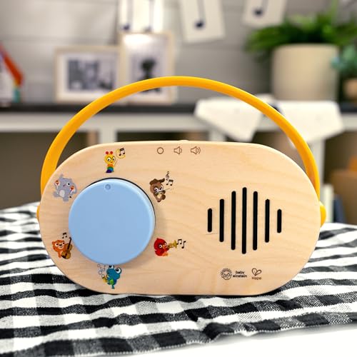 Baby Einstein + Hape Discovery Radio Toy - Musical Light-Up Radio with 30 Melodies & 12 Animal Sounds, Ages 6 Months+ 12
