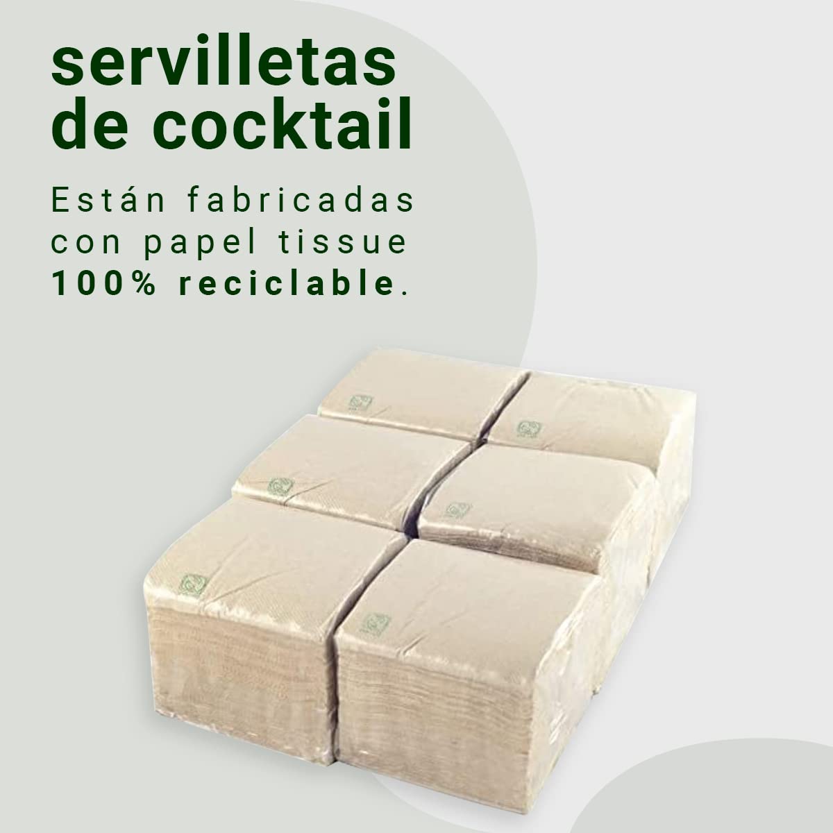 Hostelnovo Eco 10x10 cm Recycled Paper Napkins - 600 Pack, Biodegradable Cocktail Napkins